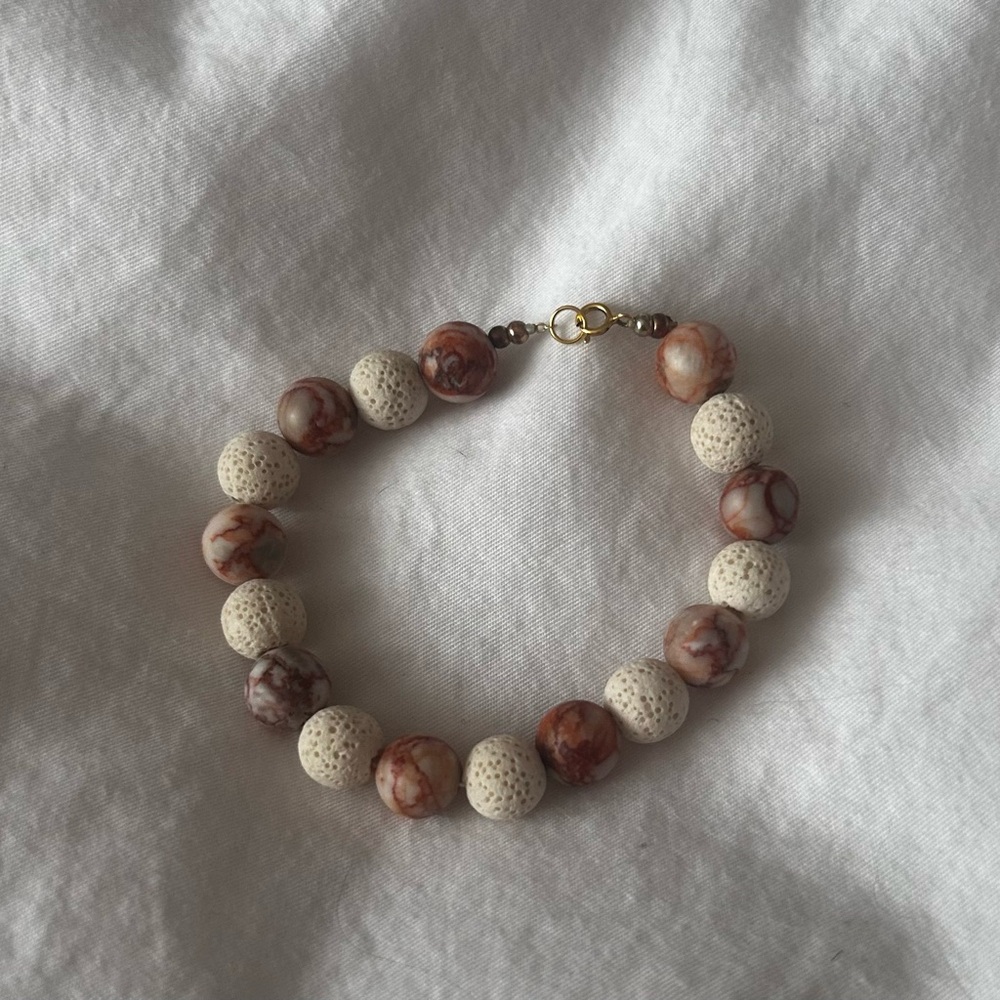 Sterling Silver Picasso Jasper & Stone Bracelet Gemstone Gold 925